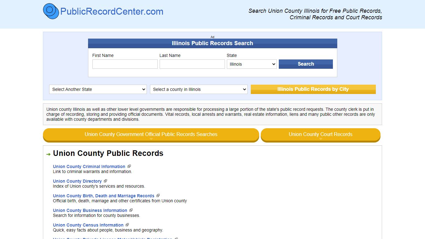 Union County Illinois Free Public Records - Court Records - Criminal ...